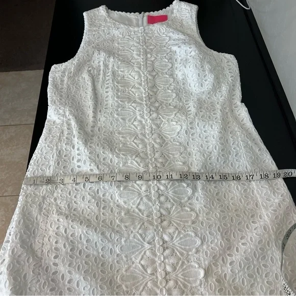 Lilly Pulitzer Melani eyelet Shift Dress 100% Cotton fully lined white Size 10 - Picture 6 of 15